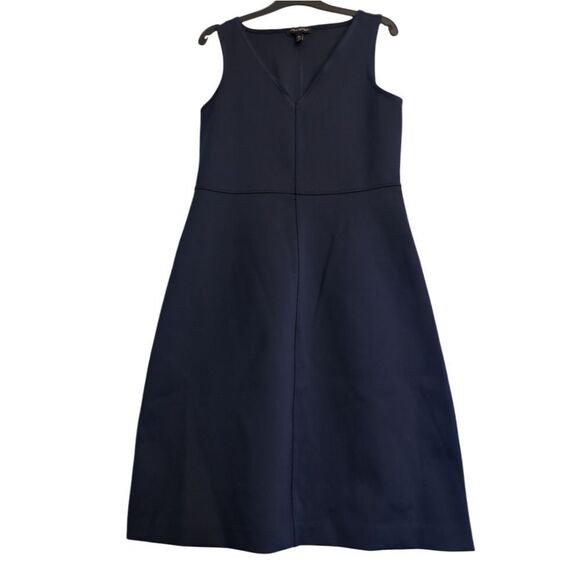 Banana Republic navy fit and flare v neck midi dress size S Tall - Picture 2 of 9